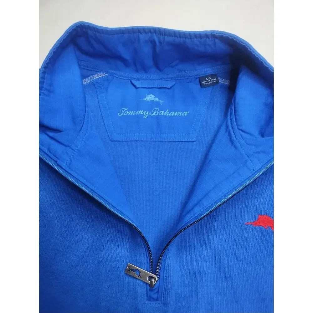 Tommy Bahama Supima 1/4 Zip Pullover Blue Islandzone Men’s Large